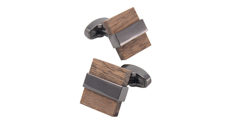 Title 4, European And American Square Wooden Cufflinks M...