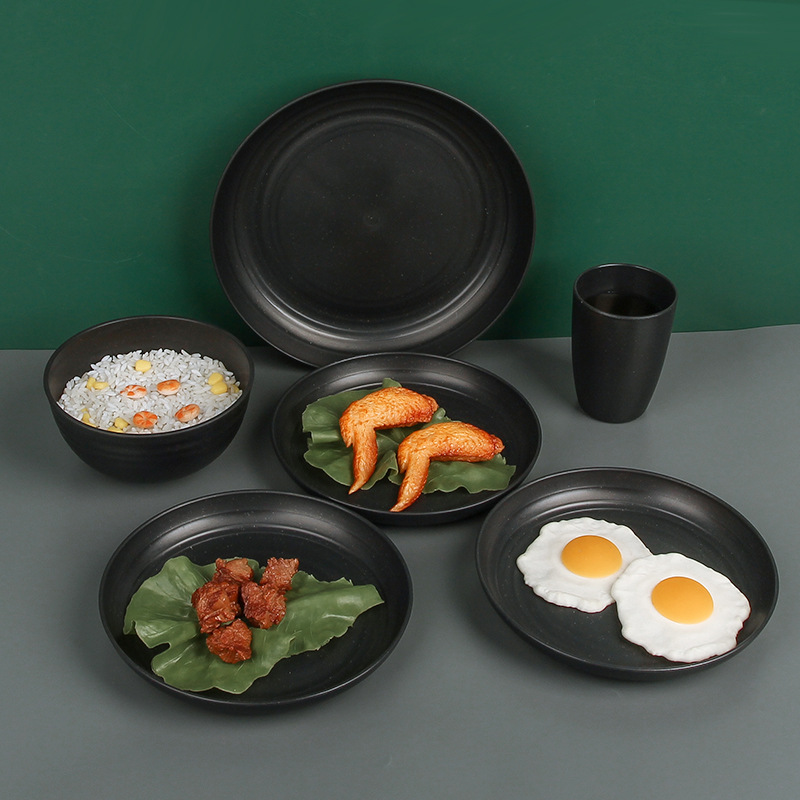 Title 3, Boxed Bowl Dish Plate Cup Suit Black Wheat Dinn...