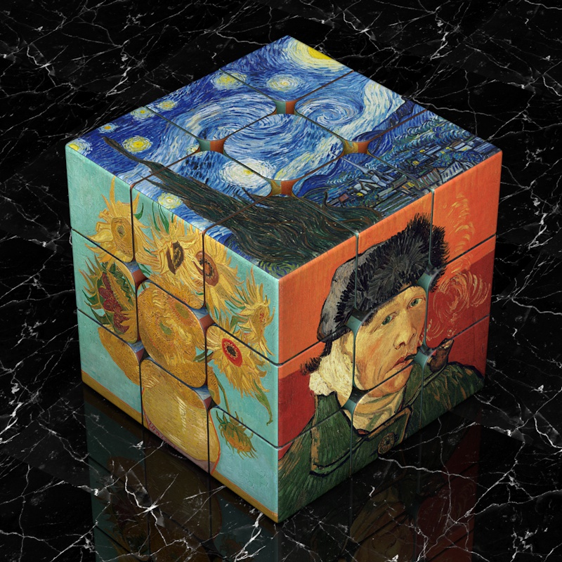 Title 1, Cubo de Rubik 3x3 Van Gogh Girasoles Cielos Est...