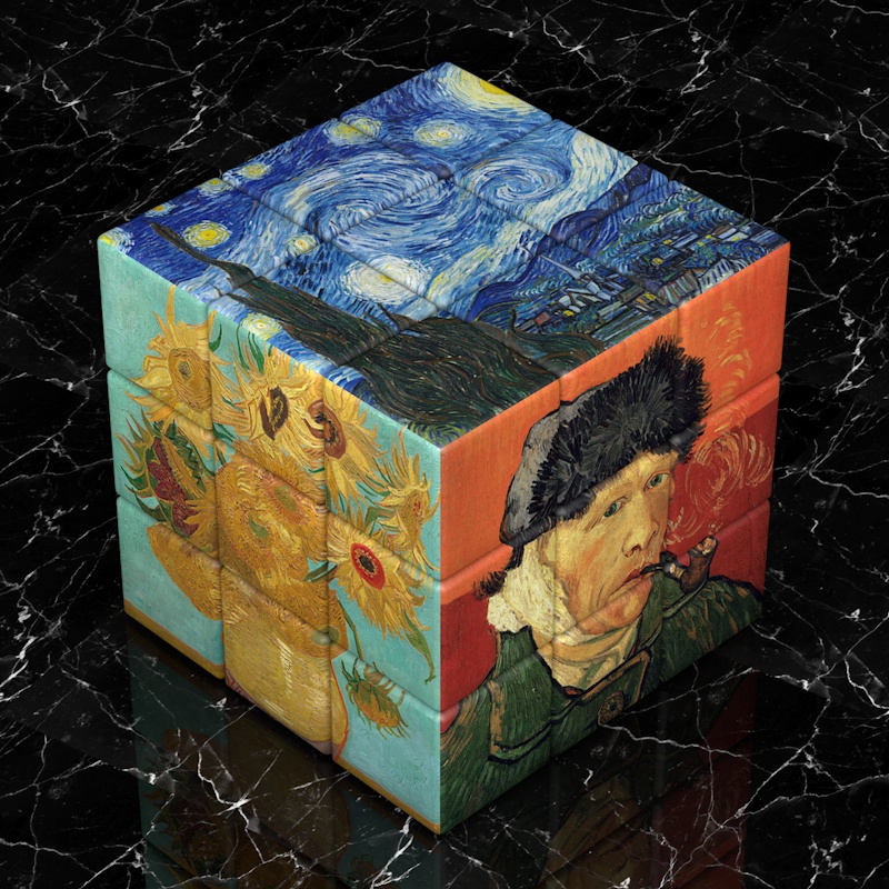 Title 2, Cubo de Rubik 3x3 Van Gogh Girasoles Cielos Est...