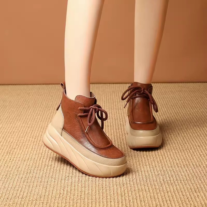 Leather Low-top Women's Lace-up Sports Casual Shoes