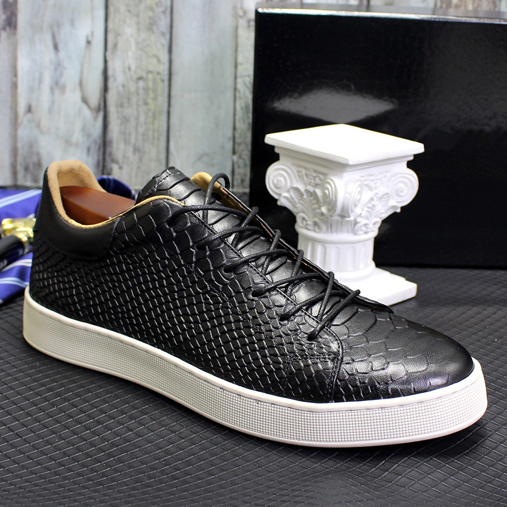 Title 2, Mens Embossed Flat Casual Leather Shoes, offer...