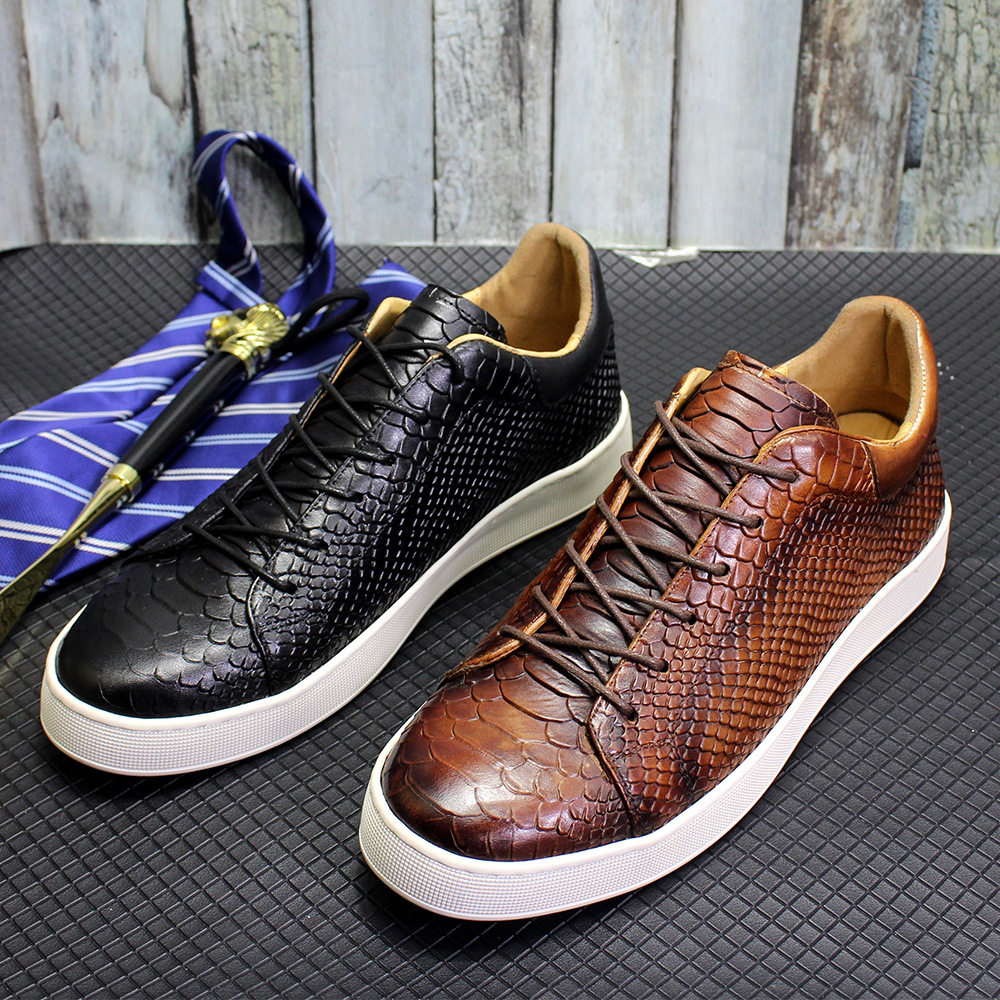 Title 4, Mens Embossed Flat Casual Leather Shoes, offer...