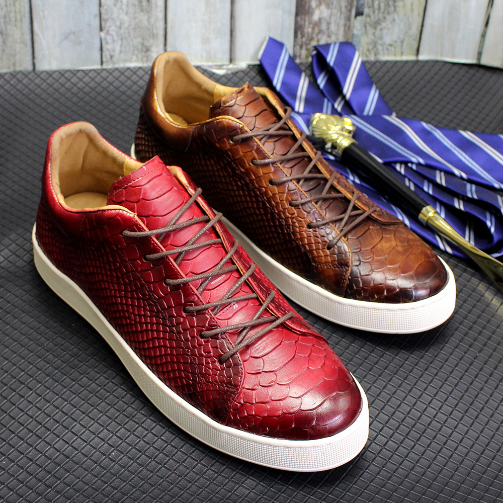 Title 14, Mens Embossed Flat Casual Leather Shoes, offer...