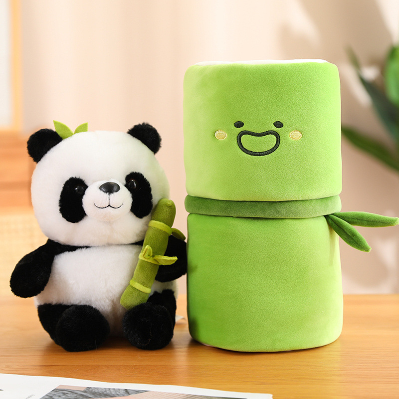 PandaPal™ Simuliertes Bambusrohr-Blumen-Panda-Kissen-Plüschtier BlueRibbon Baby
