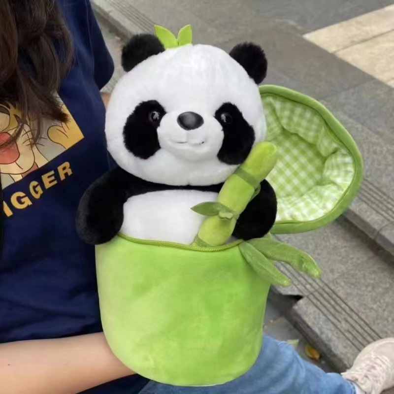 PandaPal™ Juguete de peluche con forma de panda y flor de tubo de bambú simulado BlueRibbon Baby