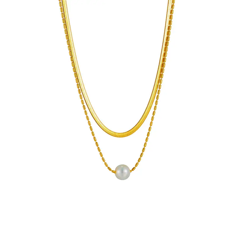 European And American Personalized Hot Girl All-match Titanium Steel Double-layer Twin Necklace