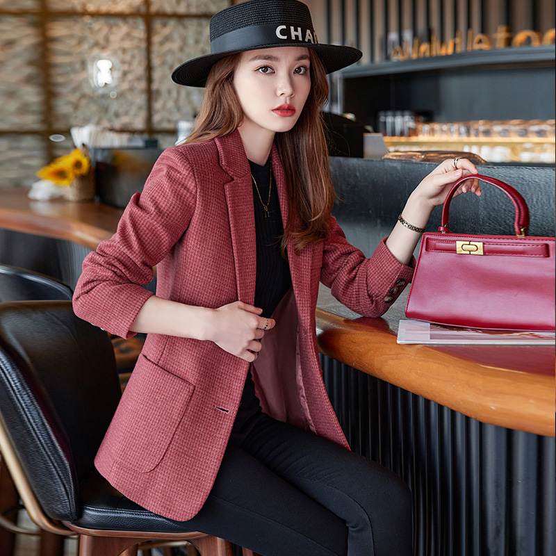 Houndstooth Blazer Women Slimming And Fashionable - Image 5