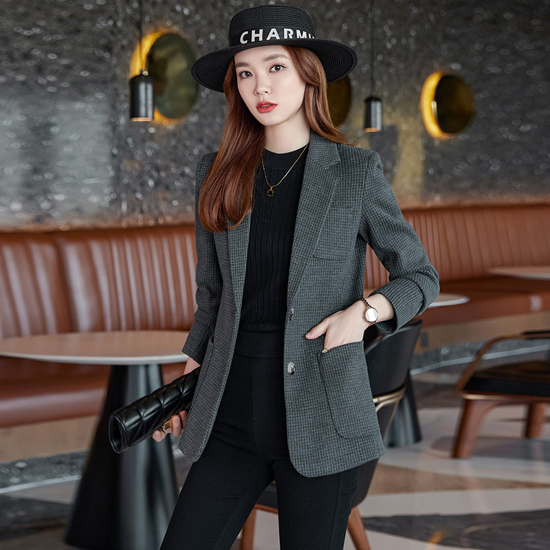 Title 6, Houndstooth Blazer Women Slimming And Fashionable