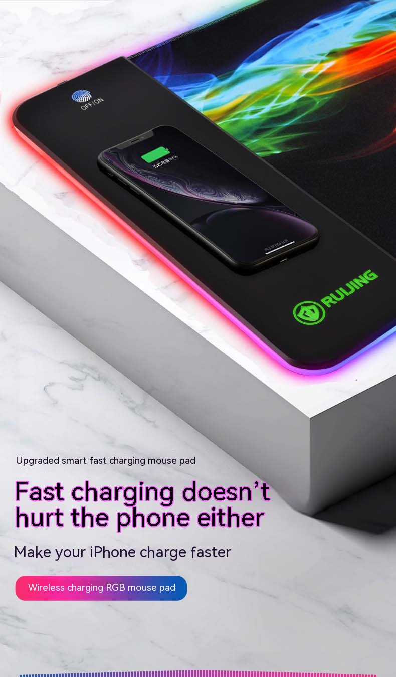 Mouse Pad Large RGB Rechargeable Desk Pad Oversized Wireless Charger - Image 35