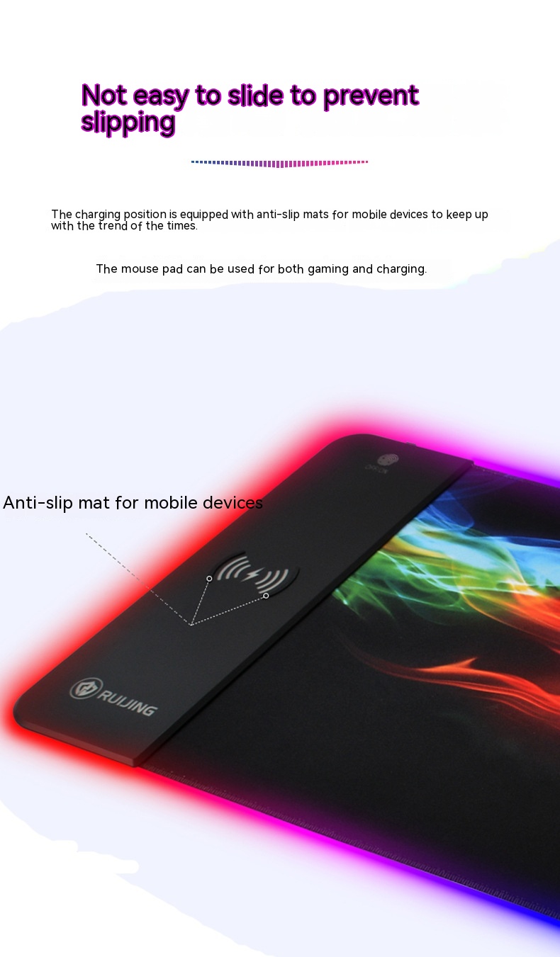 Mouse Pad Large RGB Rechargeable Desk Pad Oversized Wireless Charger - Image 33