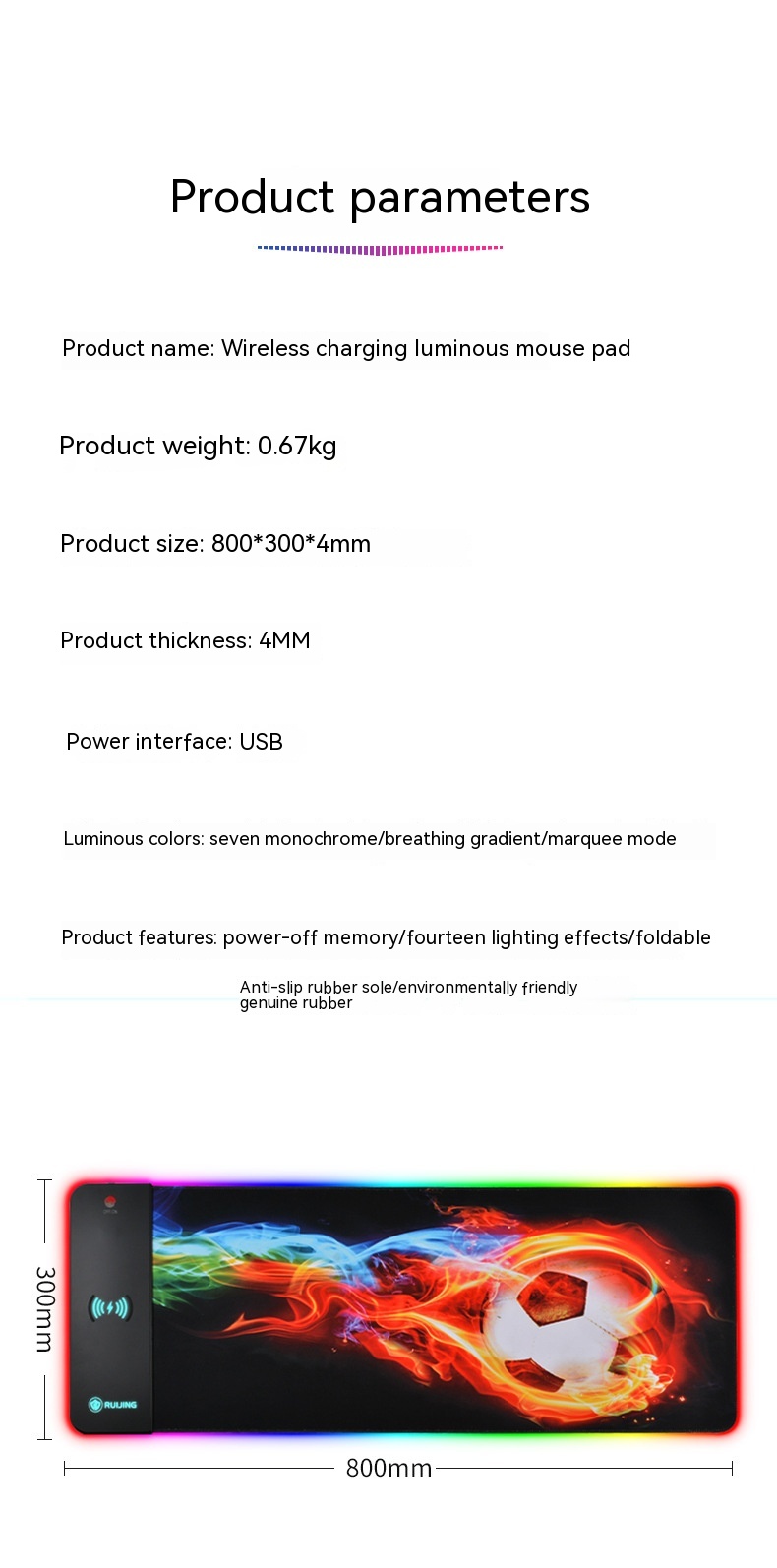 Mouse Pad Large RGB Rechargeable Desk Pad Oversized Wireless Charger - Image 18