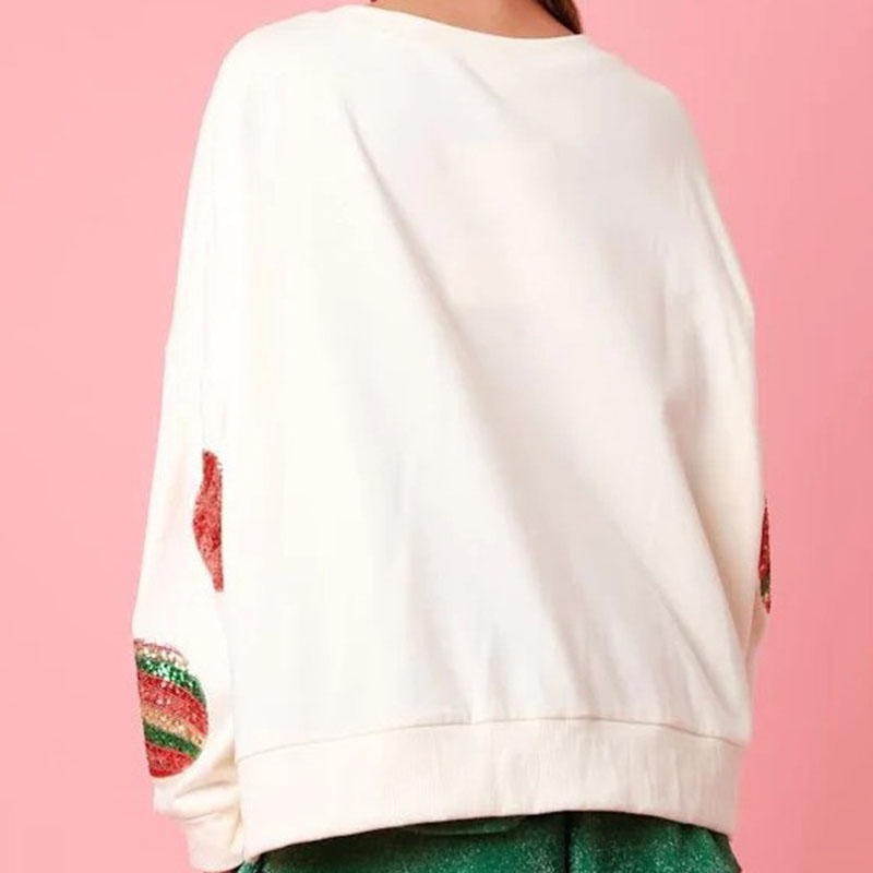 Autumn And Winter Sequined Embroidered Fashionable Round Neck Long Sleeve Sequin Stitching Christmas Sweater For Women