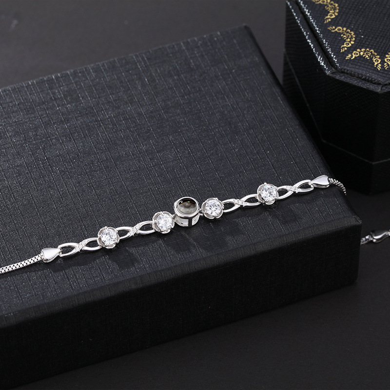 S925 Silver Infinite Love Digital 8 Projection Bracelet Female 100 Languages Name Customization Graduation Color Photo