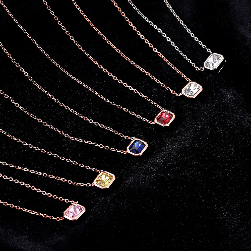Ins Style Color Cube Sugar Zirconium Clavicle Chain
