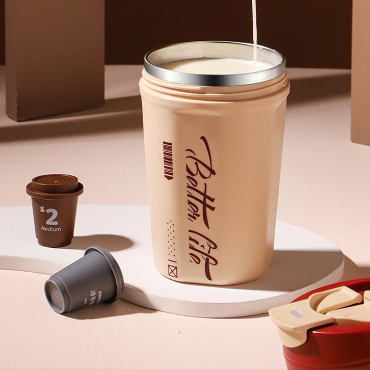 Good-looking 304 Stainless Steel Traveling Mug Straw Cup With Rope Handle Portable Coffee Cup