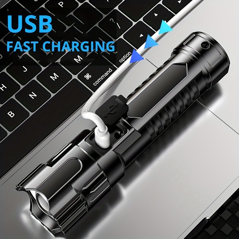Outdoor Household Camping Usb Rechargeable Zoom Led Power Torch — foto 5