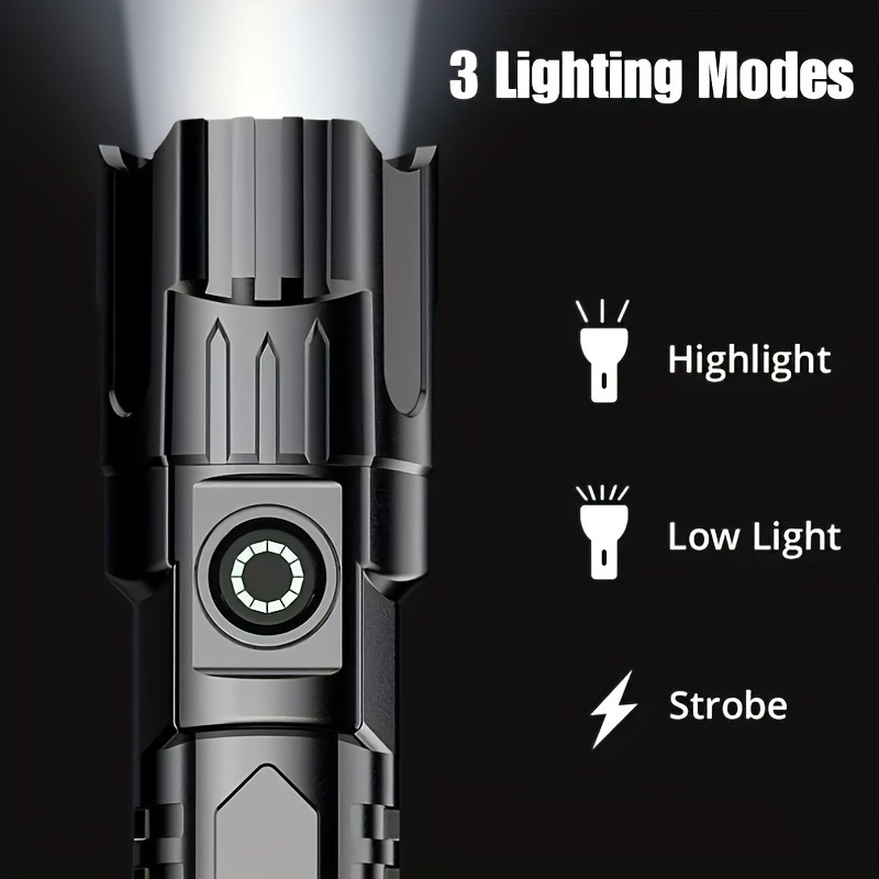 Outdoor Household Camping Usb Rechargeable Zoom Led Power Torch — foto 7