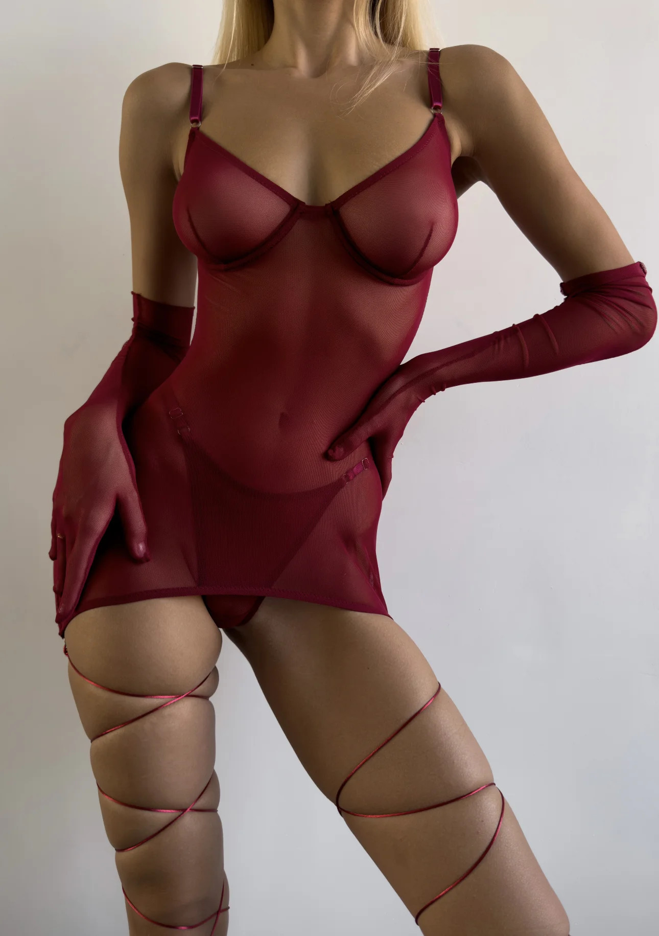 Title 9, Sexy Seduction Mesh Tied Dress Outer Bra Set