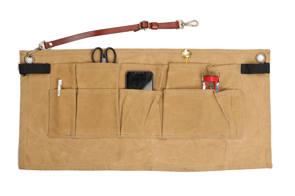 Title 4, Baked Denim Canvas Leather Short Apron