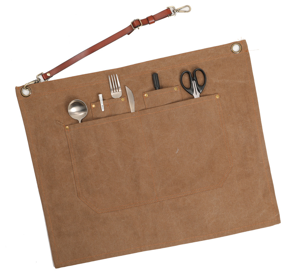 Title 7, Baked Denim Canvas Leather Short Apron