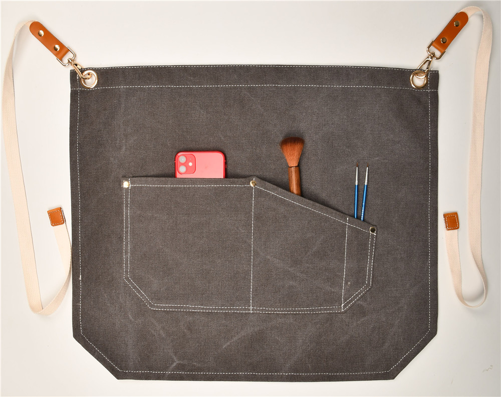 Title 21, Baked Denim Canvas Leather Short Apron