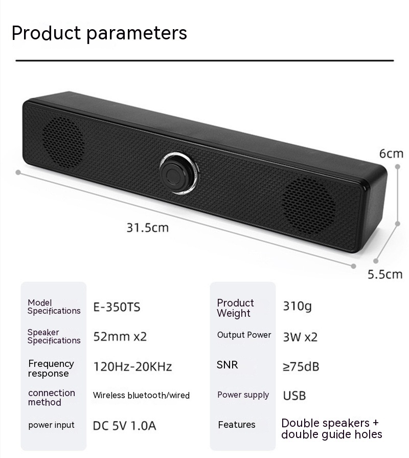 Title 1, Strip Loudspeaker Home Desktop Computer Wired S...