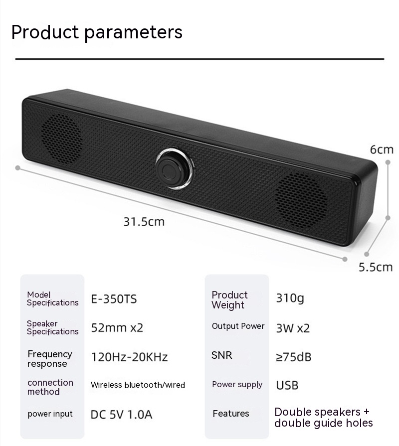 Title 3, Strip Loudspeaker Home Desktop Computer Wired S...