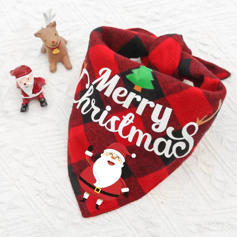 Christmas Holiday Pet Double Layer Available Triangular Binder Saliva Bib