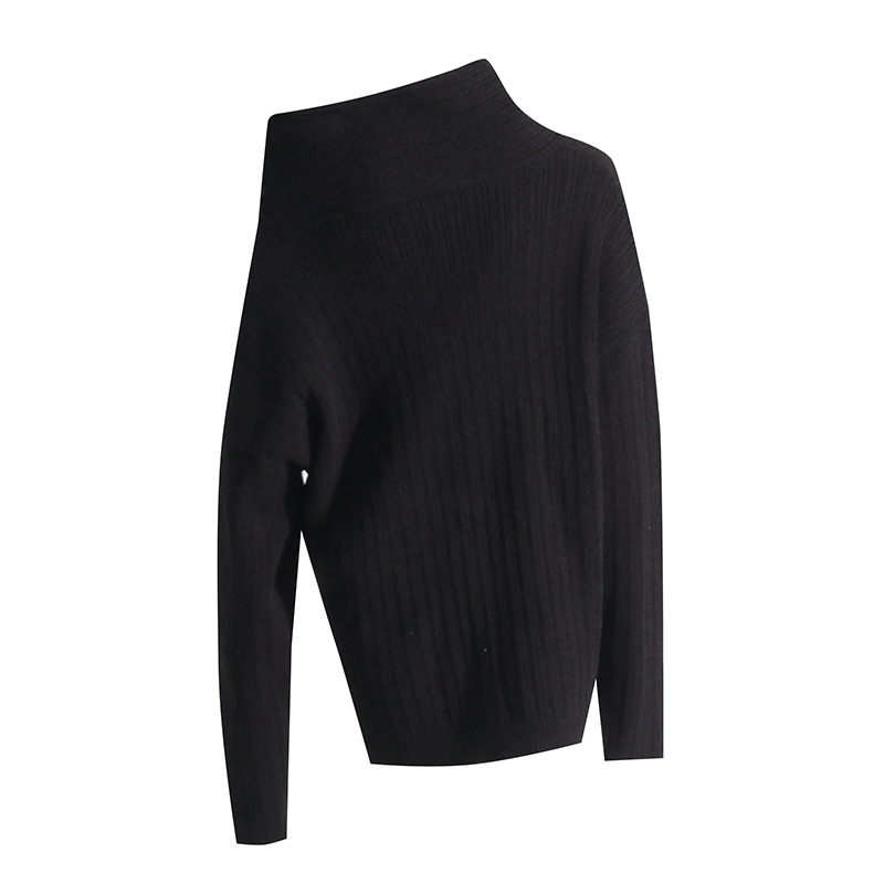 Regular Off-neck Design Loose-fitting Casual Pullover Long-sleeved Shirt