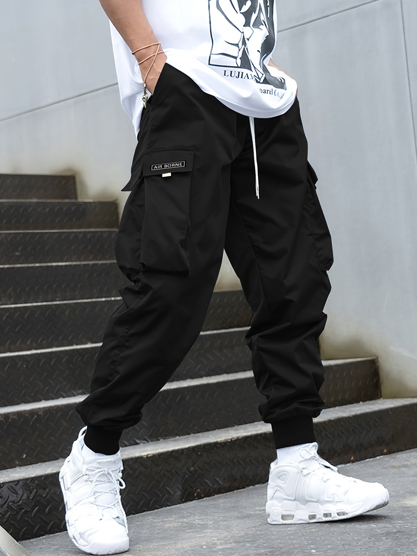 Men’s Multi‑Pocket Drawstring Cargo Pants – Casual Streetwear