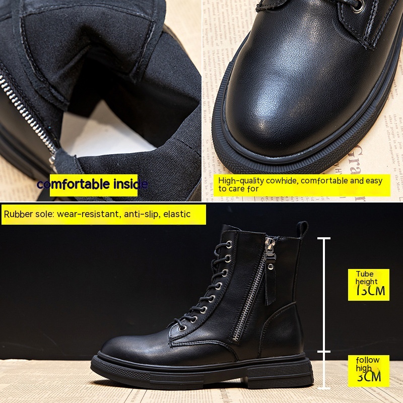 Women's Ankle Spring And Autumn Side Zipper All-match Large Size Boots