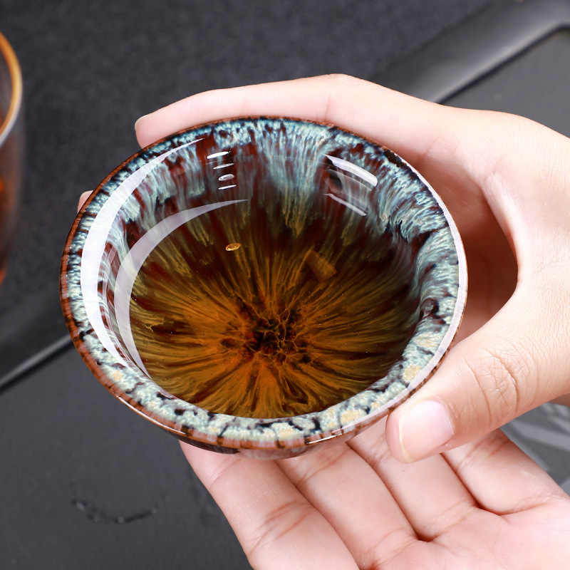 Ceramic Fambe Single Cup Jian Kiln Cup Temmoku Glaze Tea Cup