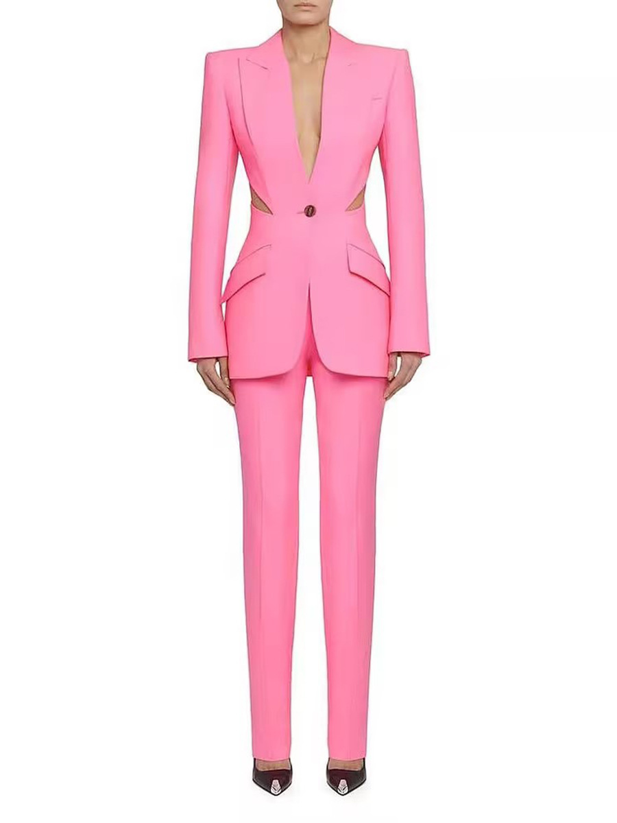 Fashion Hollowed-out Design Sense Slimming Small Suit Leg-showing Suit Pants