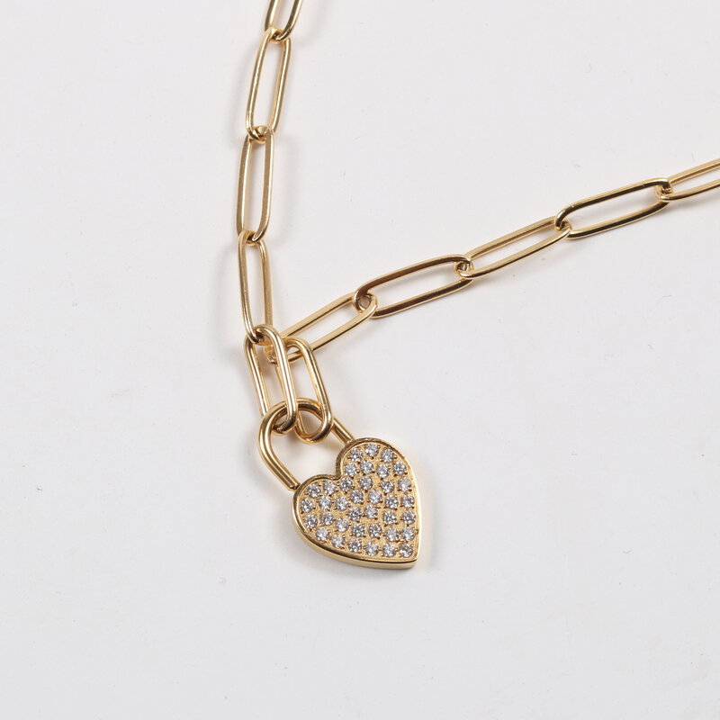 Title 4, Titanium stalen ketting, 18K goud verguld, voll...