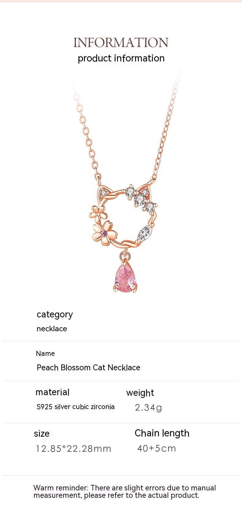 Title 7, Peach Blossom Cat 925 Sterling Silver Micro-inl...