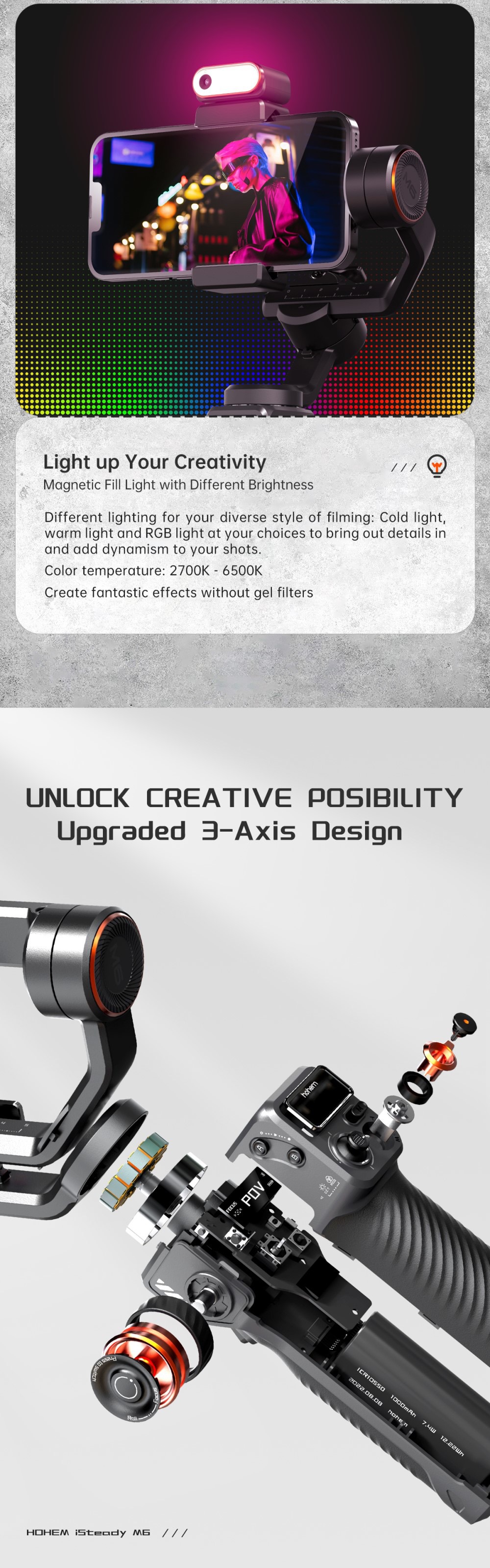 AI Face And Shooting Fill Light Vlog Three-axis Stabler - Image 15