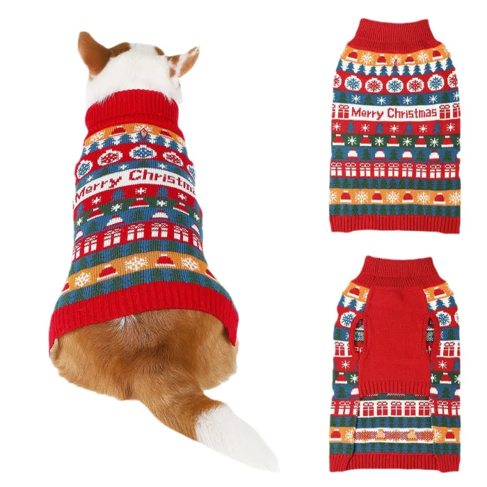 Christmas Turtleneck Dog Sweater, Warm Knit Holiday Pet Sweater for Small to Large Dogs (S-XXL) - detail photo 3