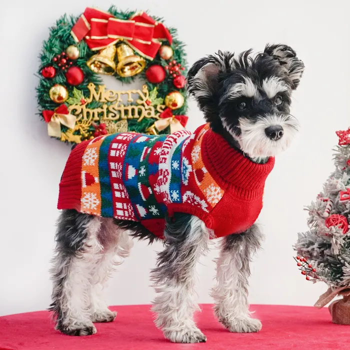 Christmas Turtleneck Dog Sweater, Warm Knit Holiday Pet Sweater for Small to Large Dogs (S-XXL) - detail photo 5