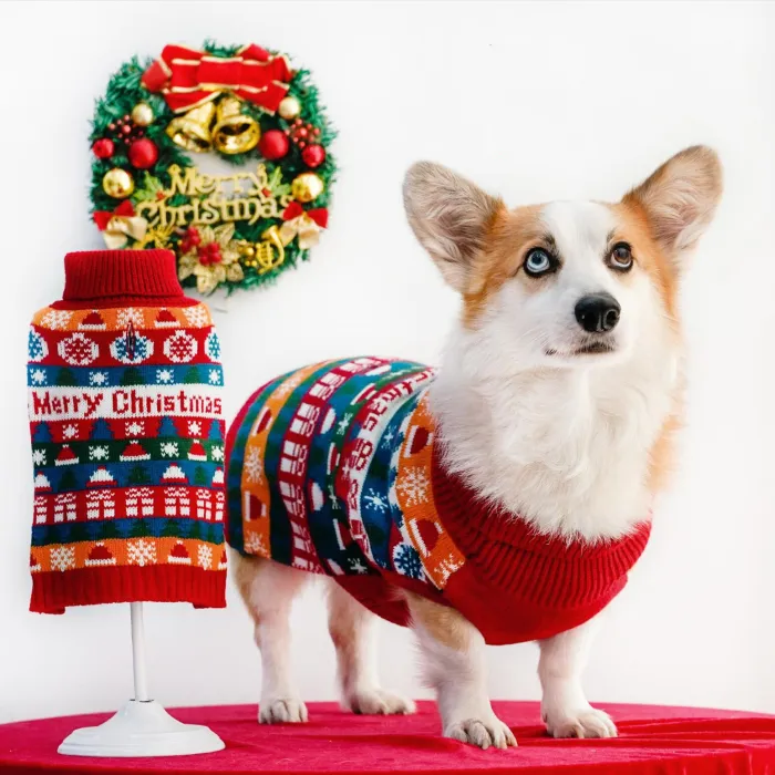 Christmas Turtleneck Dog Sweater, Warm Knit Holiday Pet Sweater for Small to Large Dogs (S-XXL) - detail photo 6