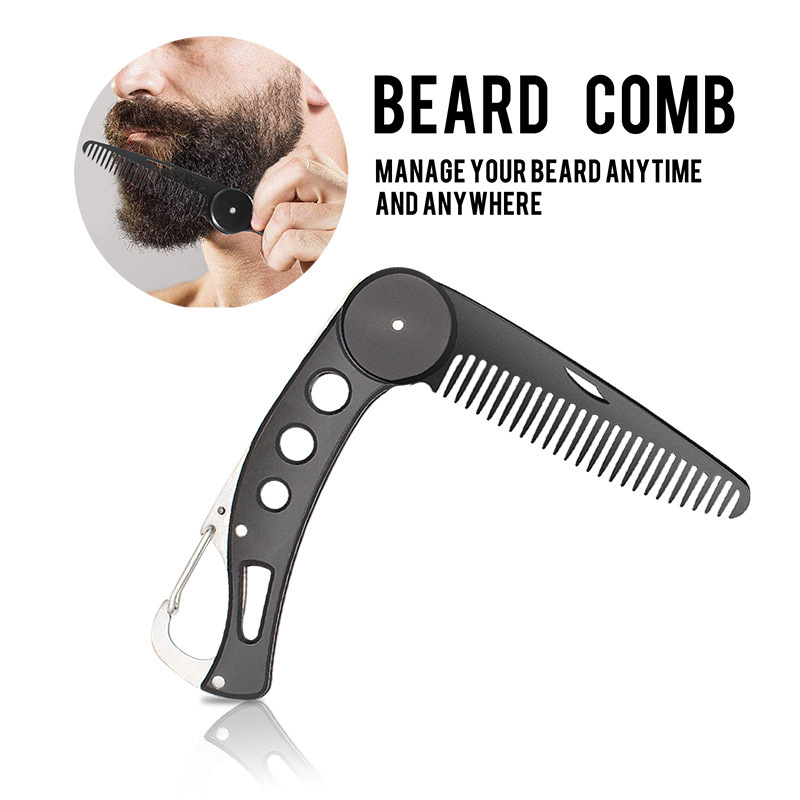 Title 2, Mens Beard Mini Black Metal Folding Comb – Poc...