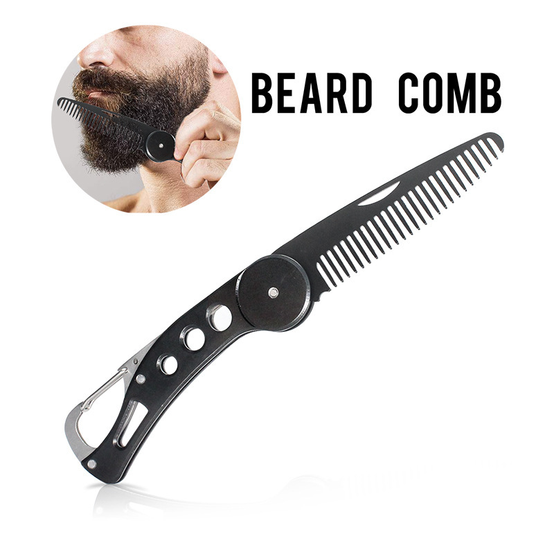 Title 5, Mens Beard Mini Black Metal Folding Comb – Poc...