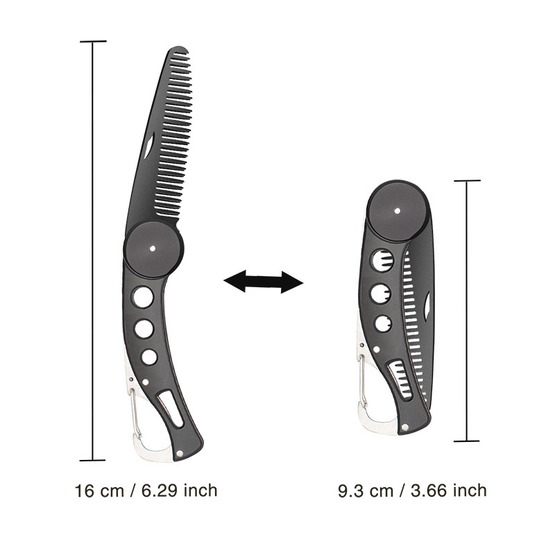 Title 8, Mens Beard Mini Black Metal Folding Comb – Poc...