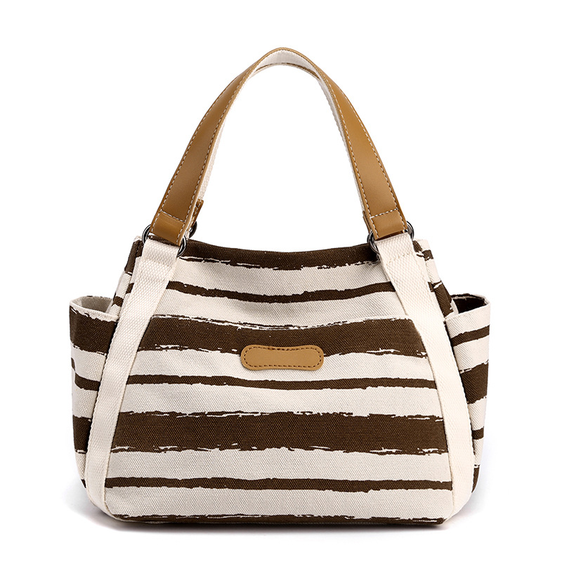 Outdoor Fashion Canvas Large Capacity Striped One-shoulder Storage Handbag — foto 15