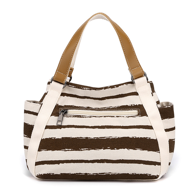 Outdoor Fashion Canvas Large Capacity Striped One-shoulder Storage Handbag — foto 4