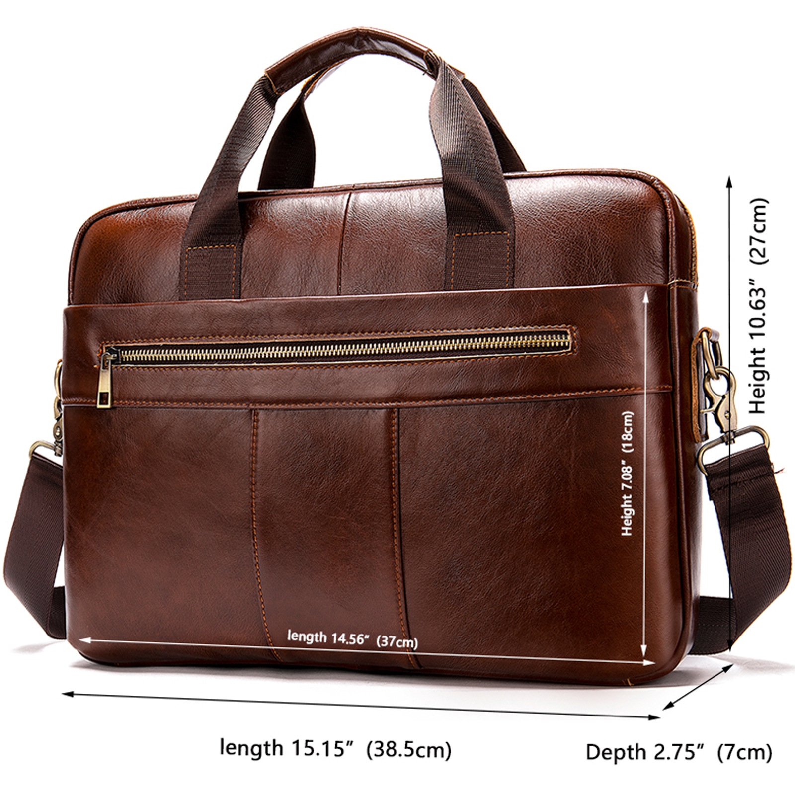 Men's Leather Briefcase Business Men's Bag First Layer Cowhide Portable — foto 3
