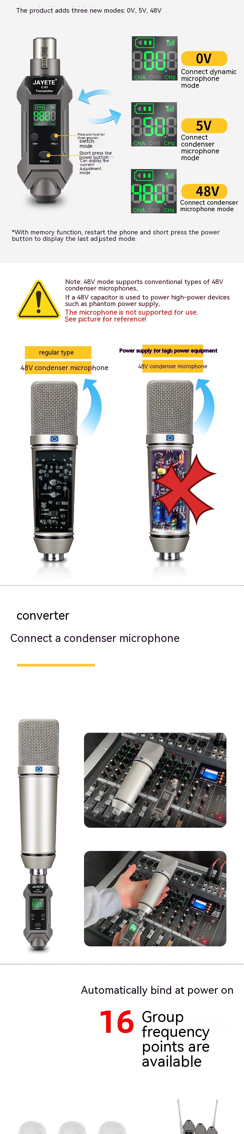 Moving Coil Microphone Converter Wired Microphone To Wireless Transmission Receiver