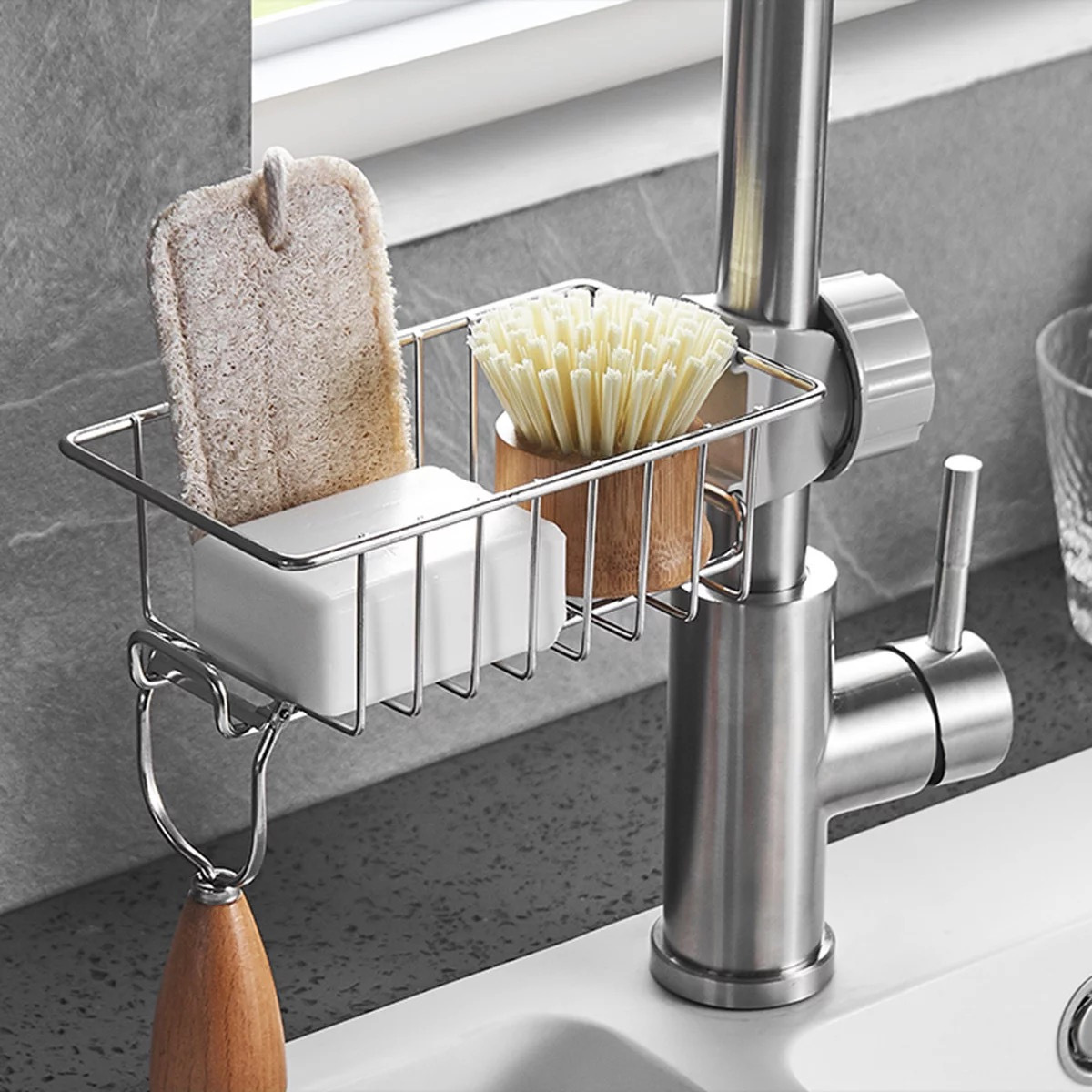 Title 1, Racks Hanging On A Faucet Stainless Steel Kitch...