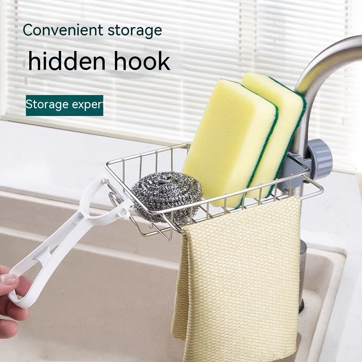 Title 3, Racks Hanging On A Faucet Stainless Steel Kitch...