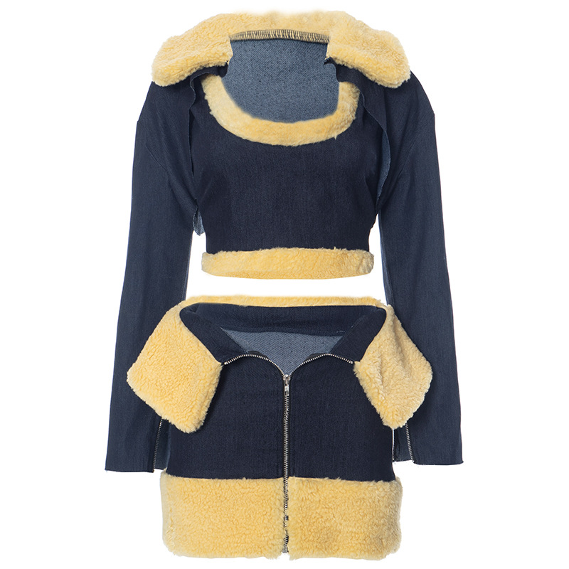 Title 8, Cappotto lungo da donna in lana denim, maniche ...